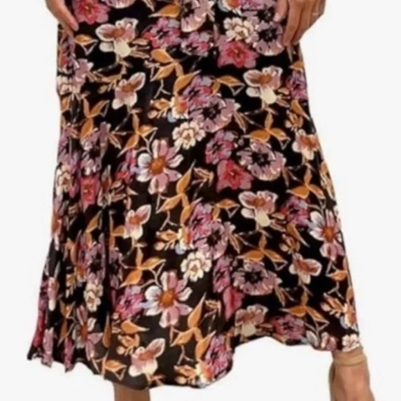 Sam Edelman Black Maxi Dress with Pink and Orange Floral